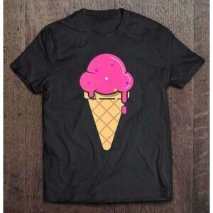 Pink Ice Cream Cone Cute Fun Graphic Unisex T-Shirt  81